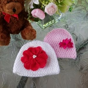 Handmade baby hat set of 2.